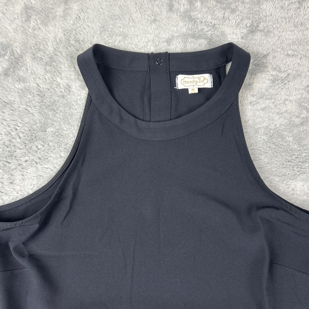 Mudpie Dress Medium Sleeveless High‎ Neck Ruffle Hem Minimalist Black - Picture 4 of 11